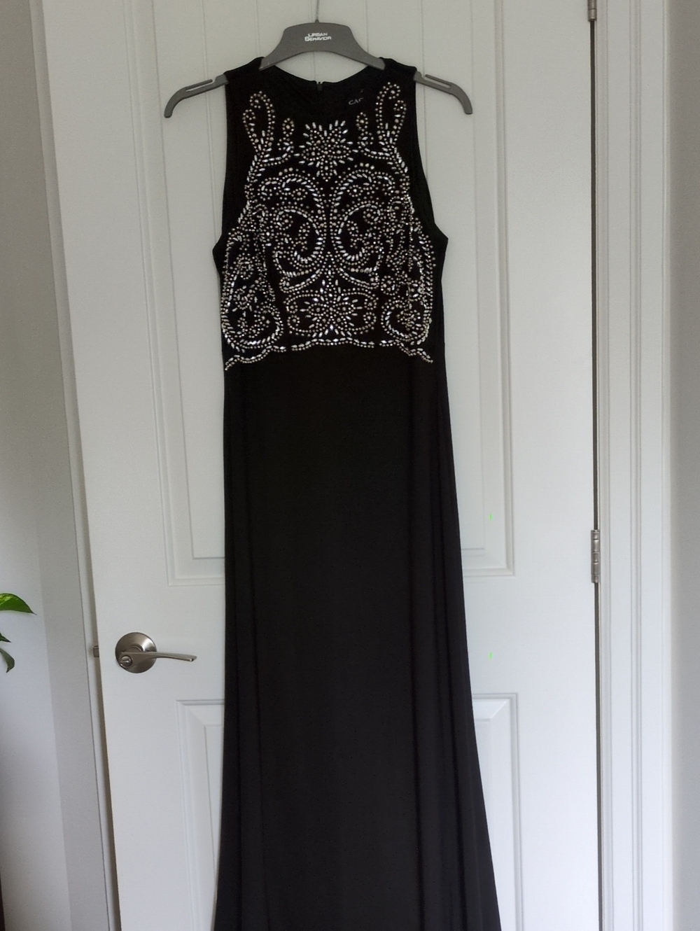 Cachet Black Maxi Dress with Crystal Embellished Bodice